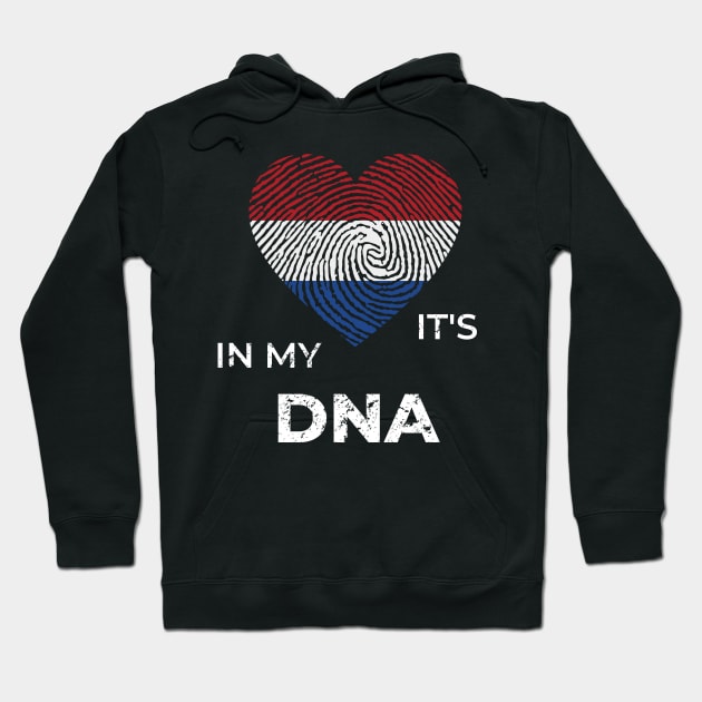 It's In My Dna Dutch Flag Netherlands Genealogy Ancestry Descent Nationality Fingertip Heart Hoodie by HypeProjecT